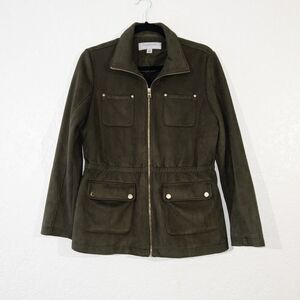 Andrew Marc New York Olive‎ Green Faux Suede Jacket Size Medium